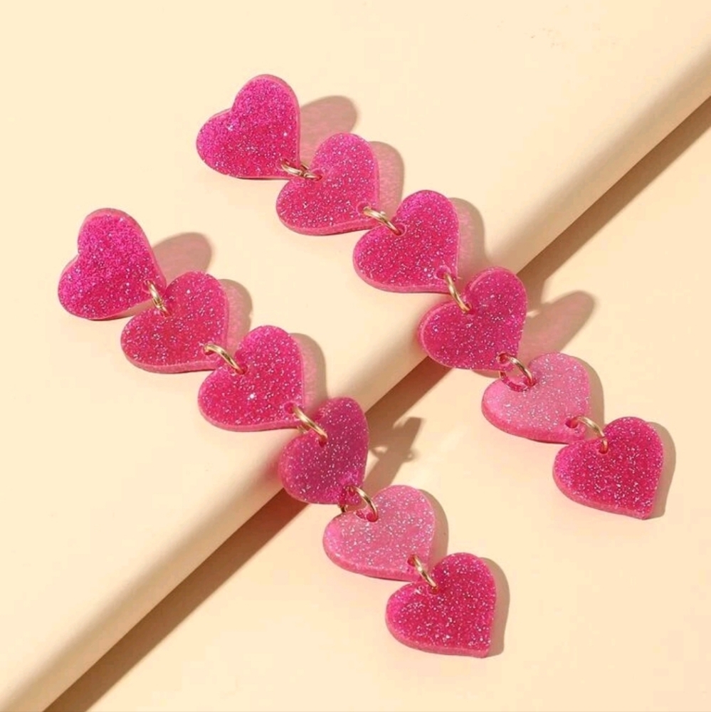 ⭐️ Barbie Valentine hot pink hearts earrings NEW